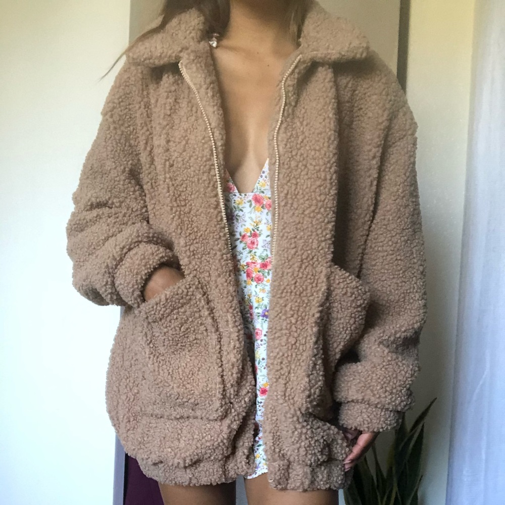 Oversized teddy jacket